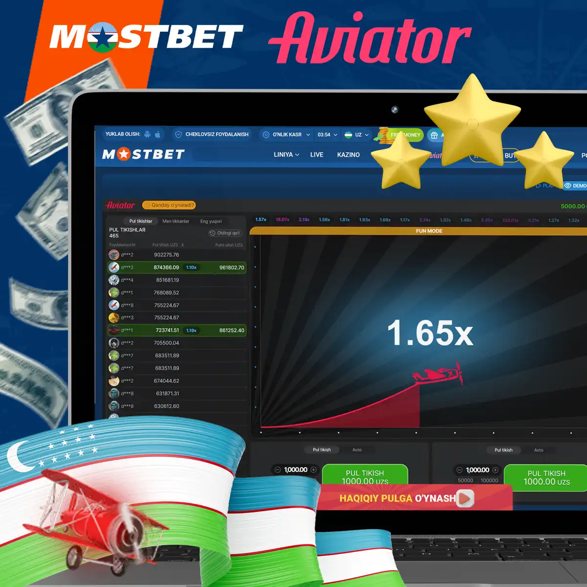 Mostbet Aviator o'yinining xususiyatlari