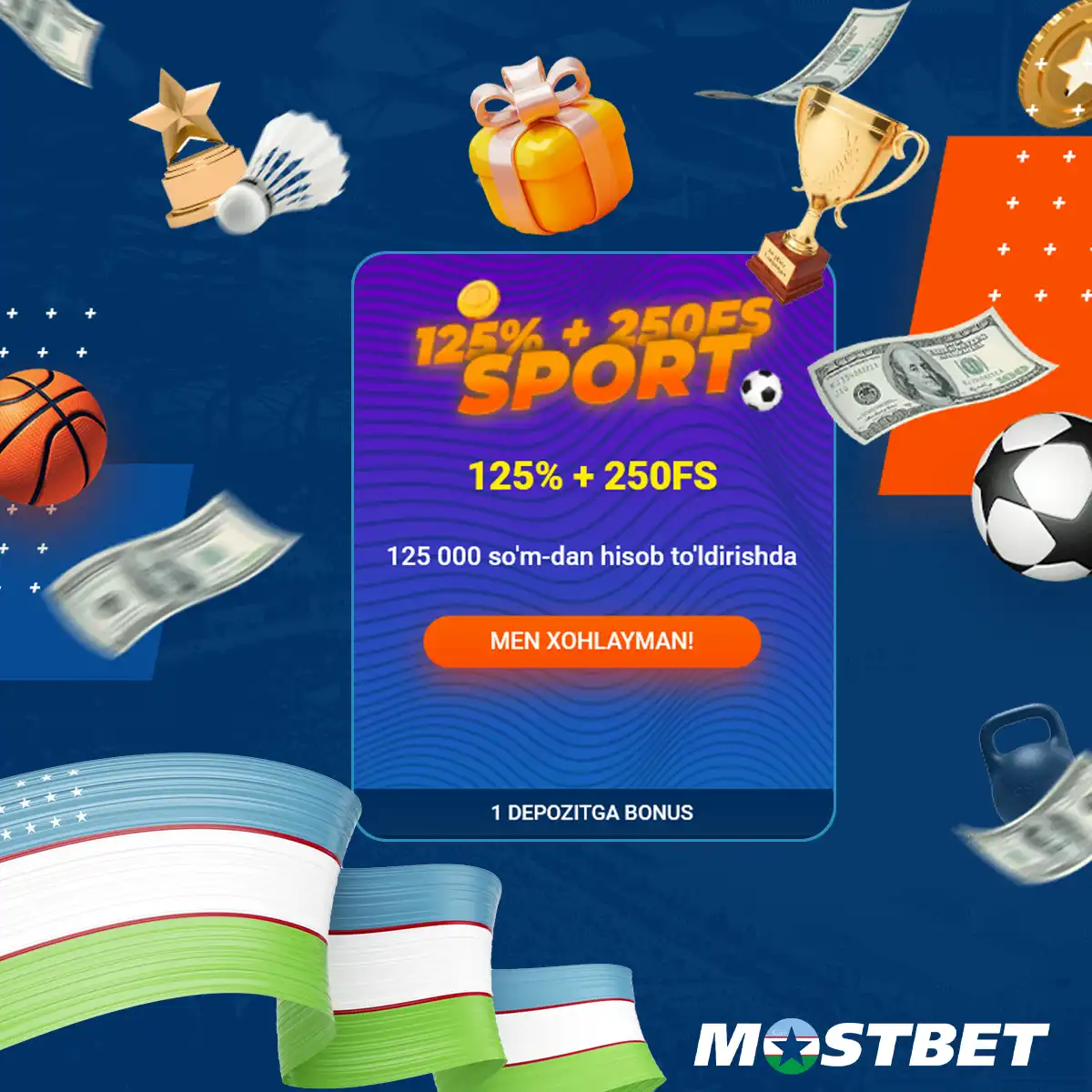 Mostbet sport tikish uchun 125% xush kelibsiz bonusini taqdim etadi