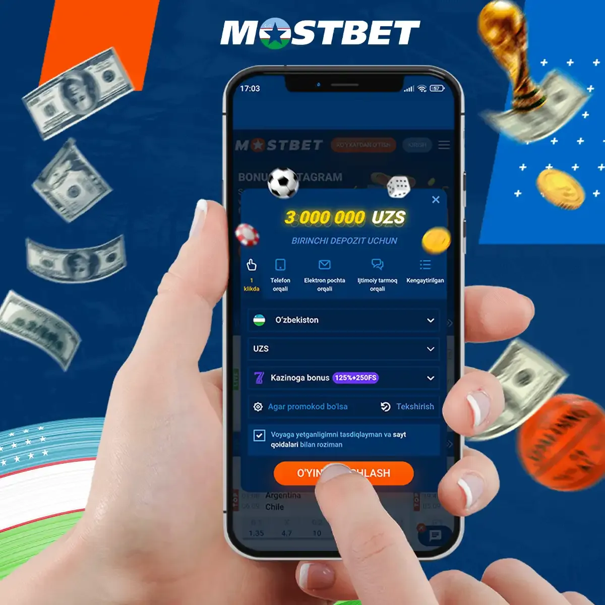Mobil telefondan Mostbet-da ro'yxatdan o'tish bo'yicha bosqichma-bosqich ko'rsatma